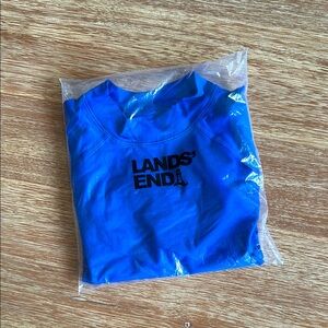 Lands’ End Boys Long Sleeve Rash Guard Swim Shirt Electric Blue Size L NEW!